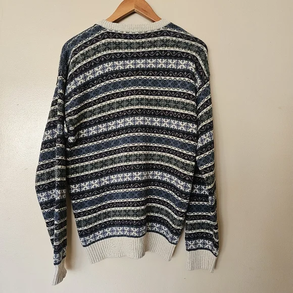 Vtg Blake&Manley Fair Isle Knit Button Front Cardigan Sweater L Eclectic Grandpa - Picture 3 of 9